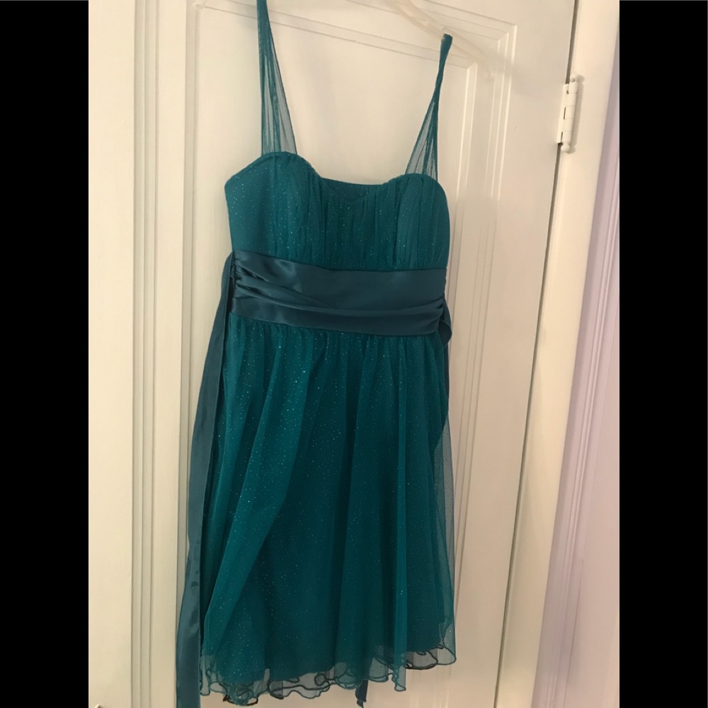 Glittery teal dress
